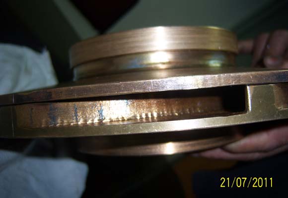 LEADED BRONZE IMPELLER WITH SMOOTH PROFILE FOR NAVAL PUMPS